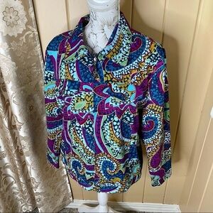 REDD Jeans Bright Multicolor Floral Sequin Jacket Size 10 Full Zip Beaded